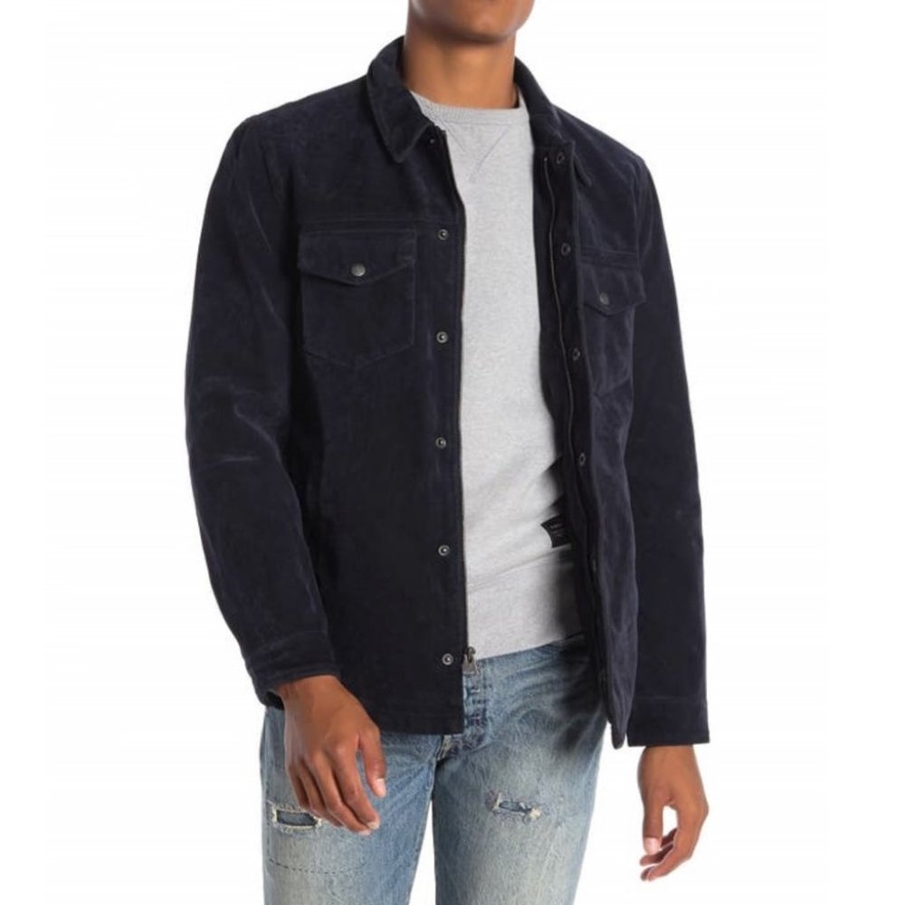 Levi's NWT $180 Men's Rugged Faux Suede Shirt Jacket Dual Chest Pocket Navy XL
